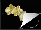 KitchenYeah® Inductie beschermer 70x52 cm - De gekleurde orchideeën tegen de zwarte achtergrond - Kookplaataccessoires - Afdekplaat voor kookplaat - Inductiebeschermer - Inductiemat - Inductieplaat mat