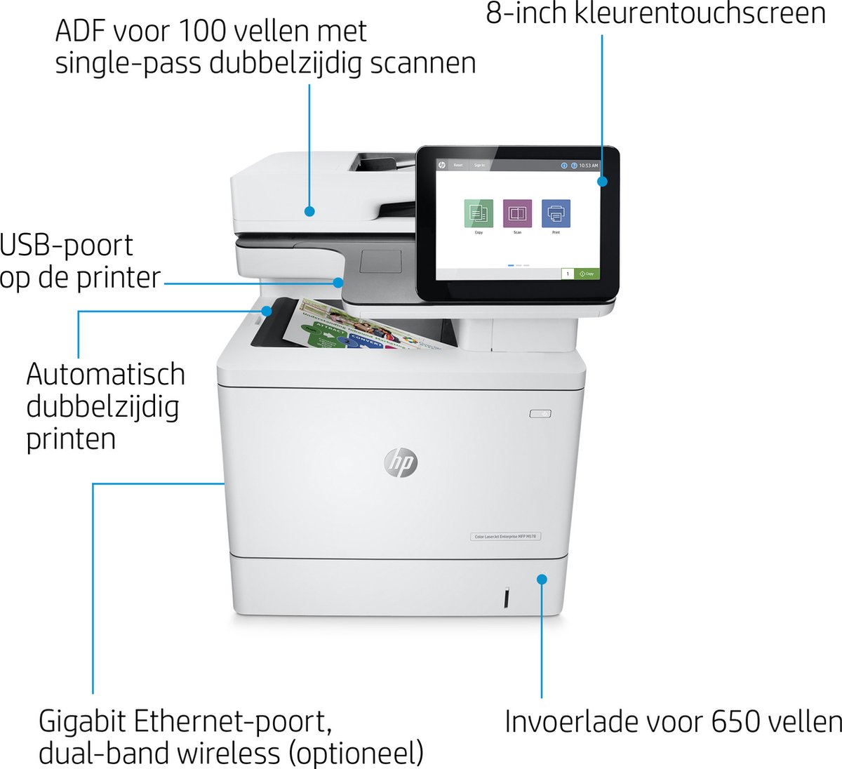 HP Color LaserJet Enterprise MFP M578dn, Afdrukken, kopiëren, scannen,  faxen (optie),... | bol.com
