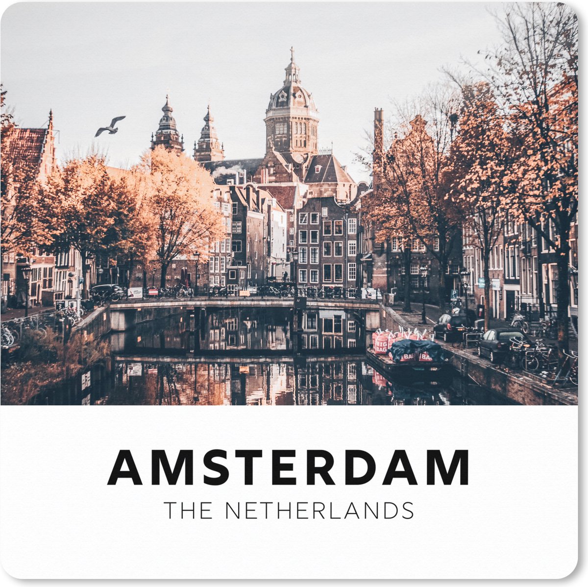 Muismat XXL 40x40 cm - Bureau onderlegger - Bureau mat Amsterdam - Nederland - Boom - Bureaumat - Gaming mousepad xl - Bureaulegger groot - Computer deskmat
