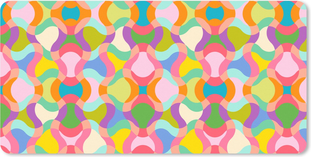 Muismat XXL - Bureau onderlegger - Bureau mat - Design - Abstract - Kleuren - Retro - 120x60 cm - XXL muismat