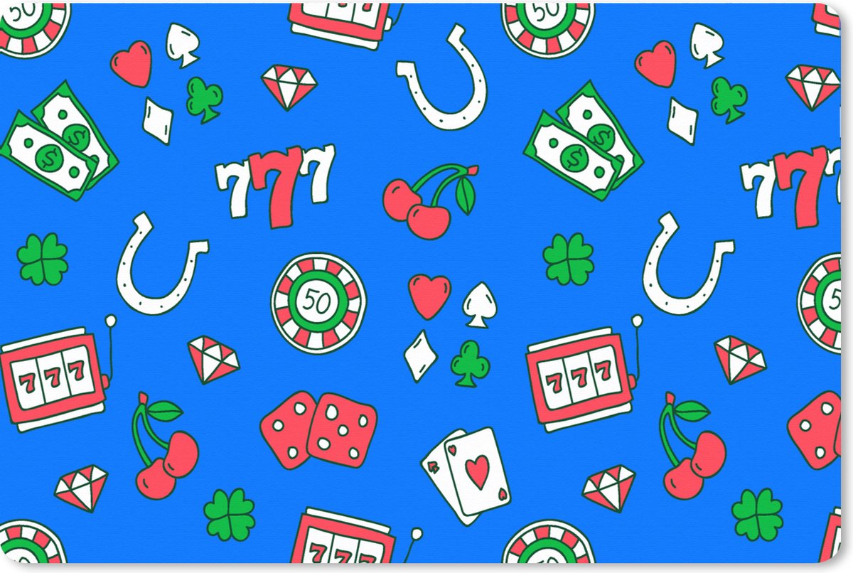 Muismat XXL 90x60 cm - Bureau onderlegger - Bureau mat Patronen - Casino - Gokkast - Poker - Bureaumat - Gaming mousepad xl - Bureaulegger groot - Computer deskmat