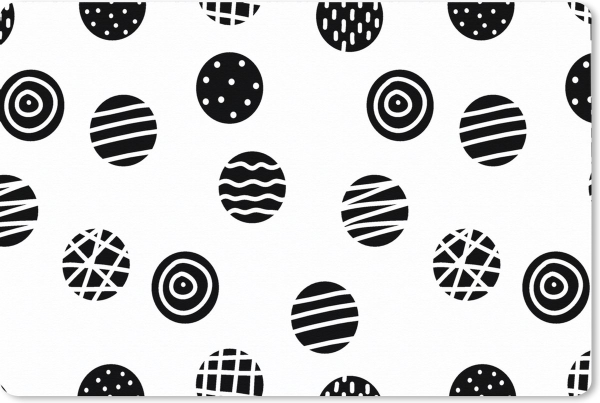 Muismat XXL 90x60 cm - Bureau onderlegger - Bureau mat Patronen - Stip - Zwart Wit - Bureaumat - Gaming mousepad xl - Bureaulegger groot - Computer deskmat