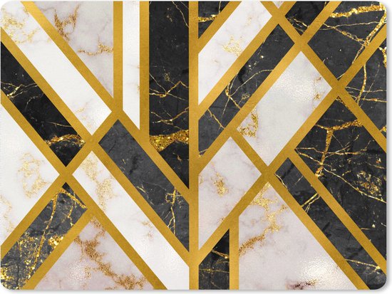 Tapis de souris XXL - Sous-main - Tapis de bureau - Marbre - Or - Luxe - 80x60 cm - Tapis de souris XXL