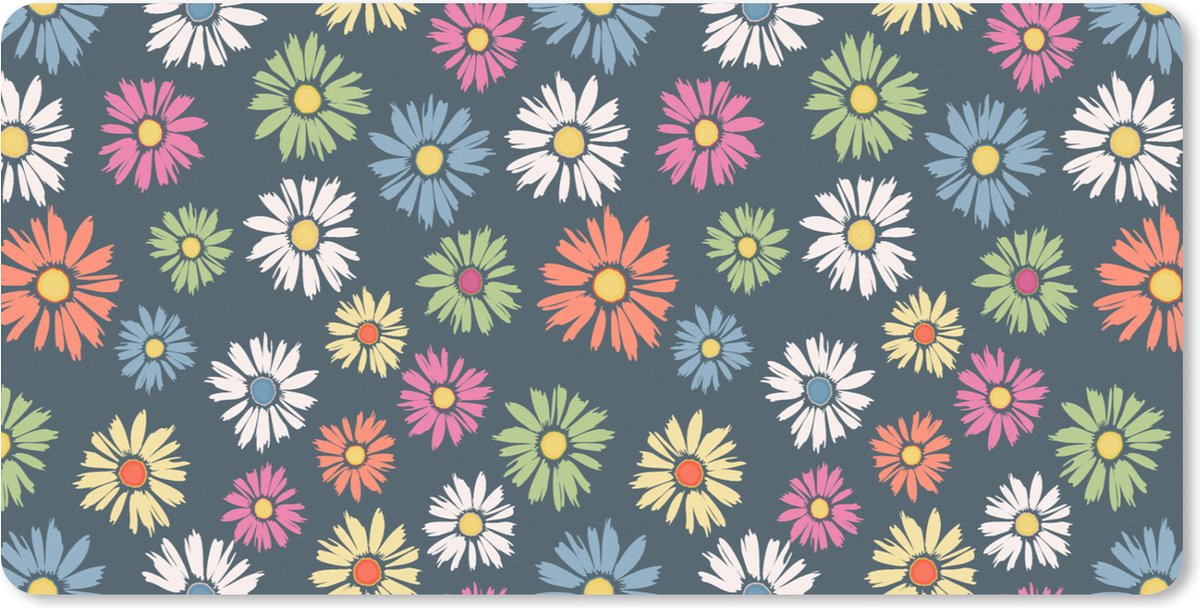 Muismat XXL 80x40 cm - Bureau onderlegger - Bureau mat Regenboog - Design - Bloemen - Flora - Bureaumat - Gaming mousepad xl - Bureaulegger groot - Computer deskmat