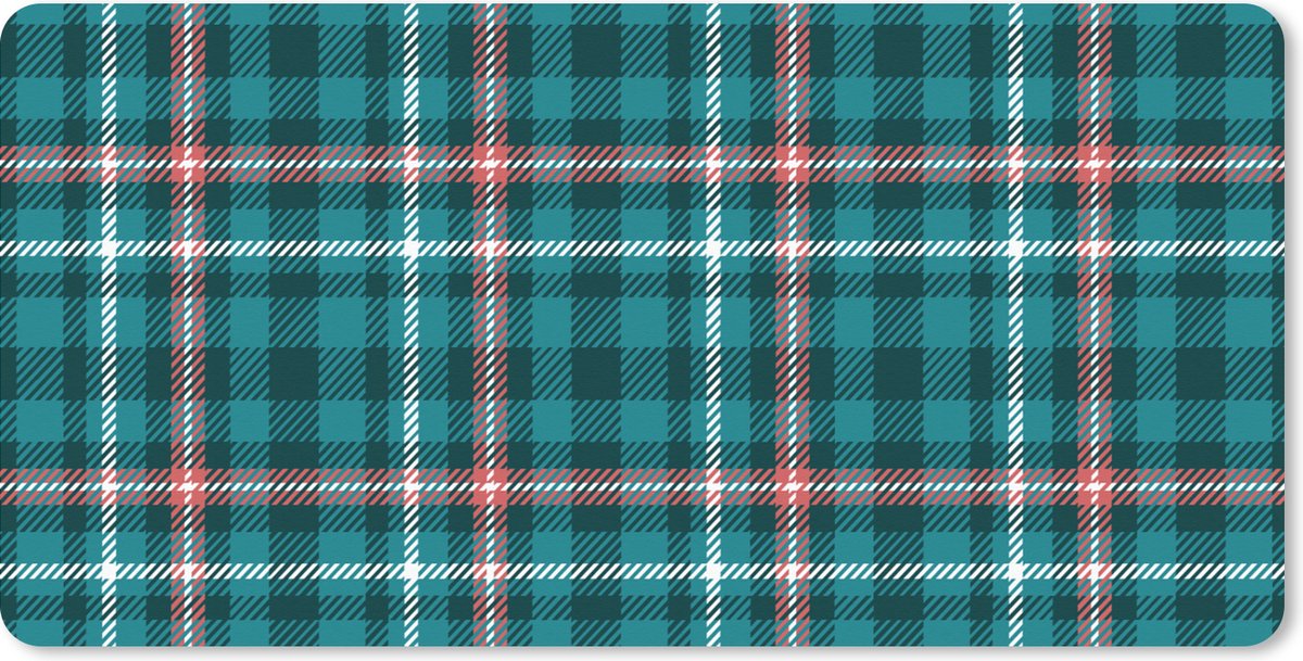 Muismat XXL 100x50 cm - Bureau onderlegger - Bureau mat Plaid - Schotse ruit - Patronen - Blauw - Roze - Bureaumat - Gaming mousepad xl - Bureaulegger groot - Computer deskmat