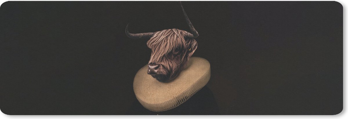 Muismat XXL 90x30 cm - Bureau onderlegger - Bureau mat Schilderij - Schotse hooglander - Oude meesters - Bureaumat - Gaming mousepad xl - Bureaulegger groot - Computer deskmat