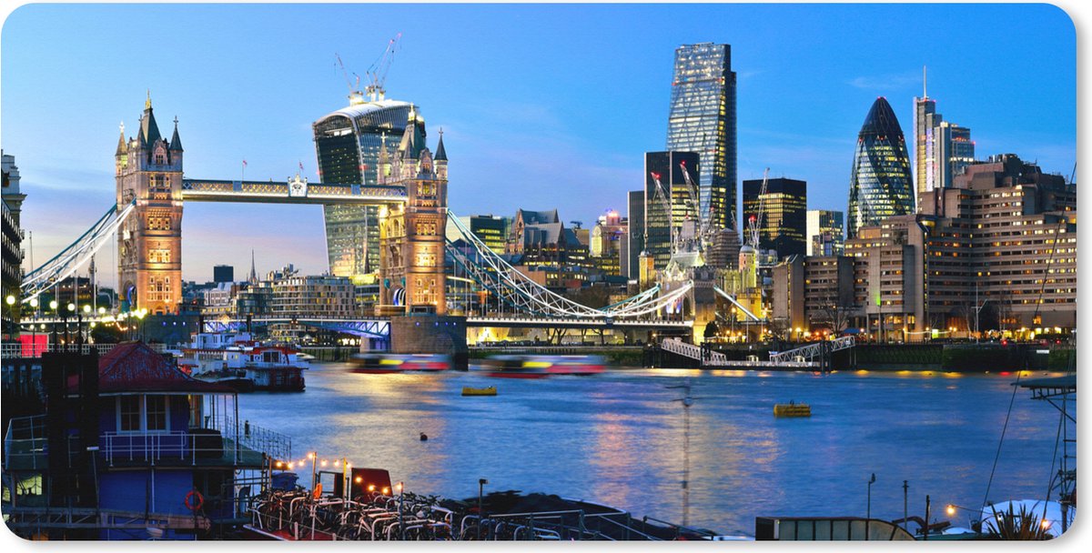 Muismat XXL 120x60 cm - Bureau onderlegger - Bureau mat Londen - Tower Bridge - Brug - Bureaumat - Gaming mousepad xl - Bureaulegger groot - Computer deskmat