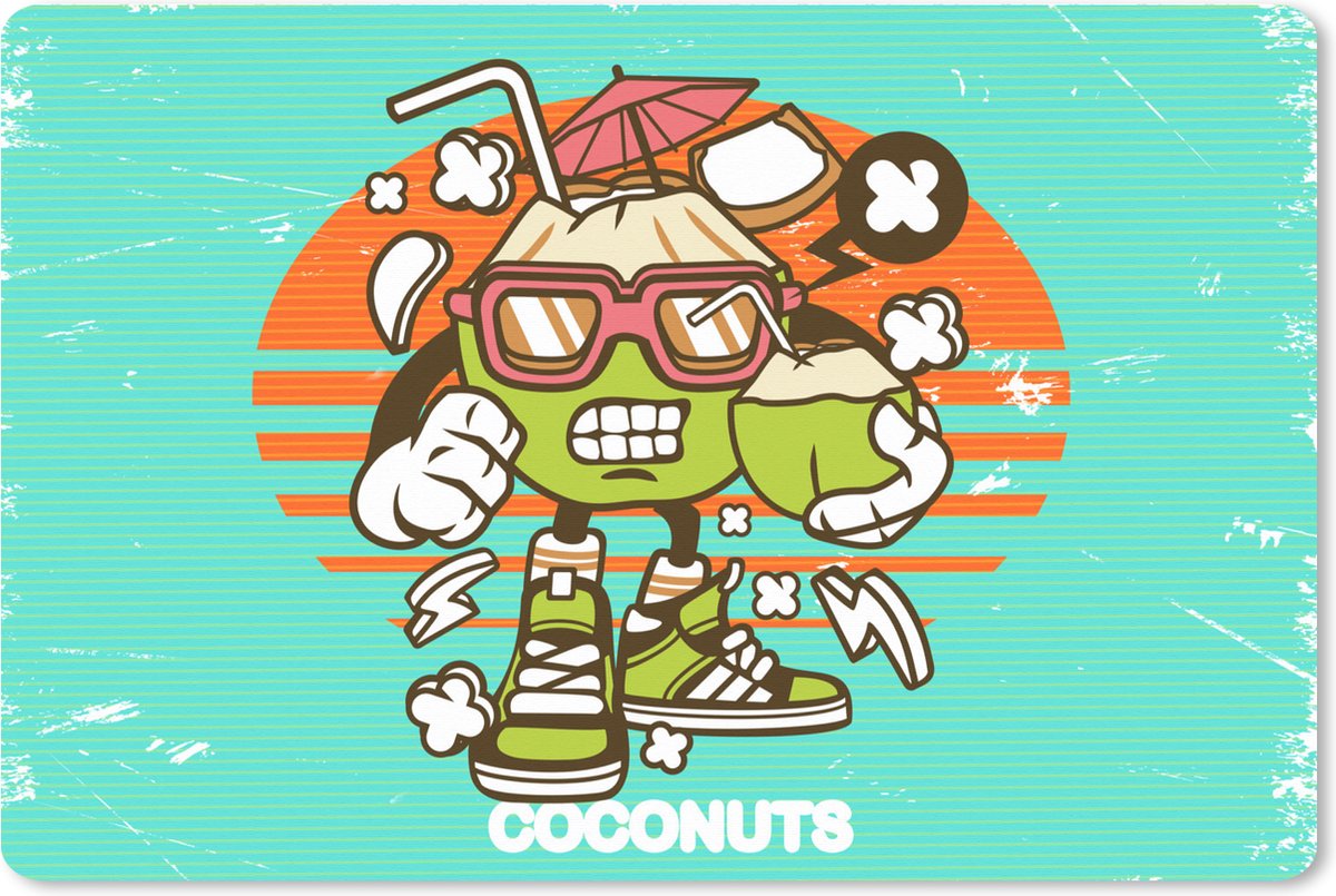 Muismat XXL 90x60 cm - Bureau onderlegger - Bureau mat Kokosnoot - Bril - Retro - Bureaumat - Gaming mousepad xl - Bureaulegger groot - Computer deskmat