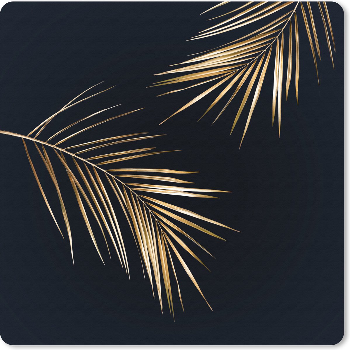 Muismat XXL 40x40 cm - Bureau onderlegger - Bureau mat Bladeren - Planten - Goud - Zwart - Luxe - Bureaumat - Gaming mousepad xl - Bureaulegger groot - Computer deskmat