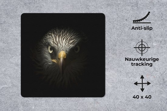 Tapis de souris XXL - Sous-main - Tapis de bureau - Vogel - Aigle - Rapaces - Oeil - Bec - Lumière - 40x40 cm - Tapis de souris XXL