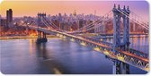 Muismat XXL - Bureau onderlegger - Bureau mat - New York - Brooklyn Bridge - Roze - 80x40 cm - XXL muismat