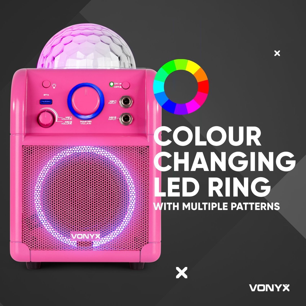 Kit karaoké - Vonyx SBS50P Kit karaoké rose sur batterie avec