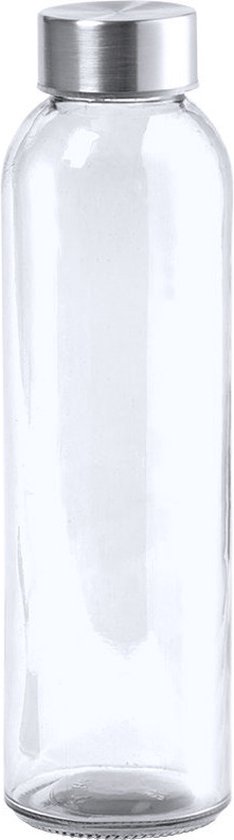 2x Stuks glazen waterfles/drinkfles transparant met Rvs dop 550 ml - Sportfles - Bidon