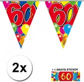 2x vlaggenlijn 60 jaar met gratis sticker
