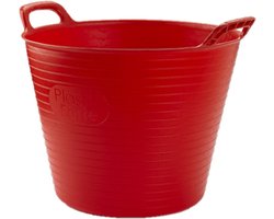 Plasticforte flexibele emmer/kuip - rood - kunststof - rond - 25 liter - 42 x 38 x 33 cm - wasmanden - tuinafval - speelgoed