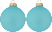24x Boules de Noël en verre bleu Spa Frost givrées 7 cm Décorations de sapin de Noël - Décorations de Noël de Noël / Décoration de Noël bleu