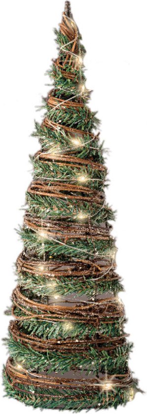 Kerstverlichting figuren Led kegel kerstboom rotan lamp 60 cm - Verlichte kegels/kegelvorm bomen/kerstbomen/kegelkerstbomen