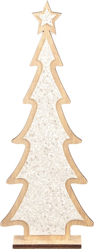 Analist brandwonden Aja Kerstdecoratie houten kerstboom glitter wit 35,5 cm - Vensterbank  kerstdecoratie... | bol.com