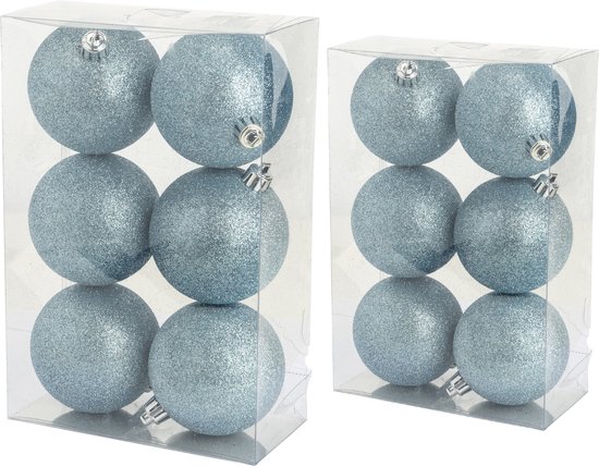 Set de Décorations de Noël de Noël boules de Noël pailletées en bleu glacier  paquet de... | bol.com