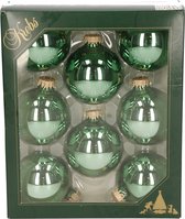8x Jade groene glazen kerstballen glans 7 cm kerstboomversiering - Kerstversiering/kerstdecoratie groen