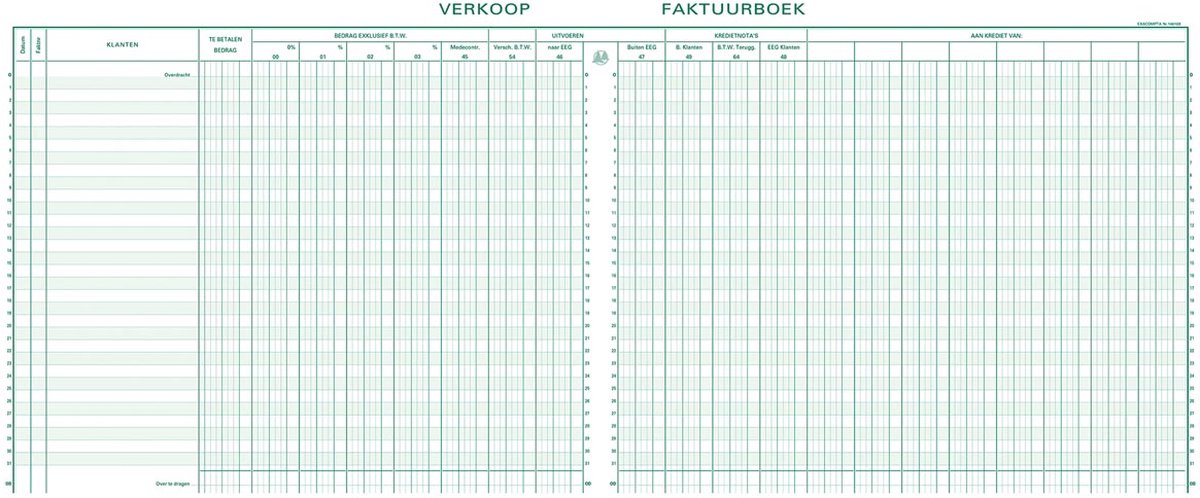 Exacompta register verkoop, ft 27 x 32 cm, Nederlandstalig 5 stuks