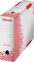 Esselte Speedbox Duurzame Archiefdoos 100 voor A4 Documenten - 10x25x35cm (BxHxL) - 100% Recyclebaar - Wit/Rood