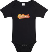 Combi-short éventail Zwart pour bébés - Holland avec fanion néerlandais - Supporter des Nederland - Combi-short championnat d'Europe / Coupe du monde / outfit 80 (9-12 mois)