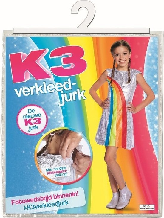 K3 Verkleedkleding - Verkleedjurk regenboog 6/8 jaar - Maat 134 - K3