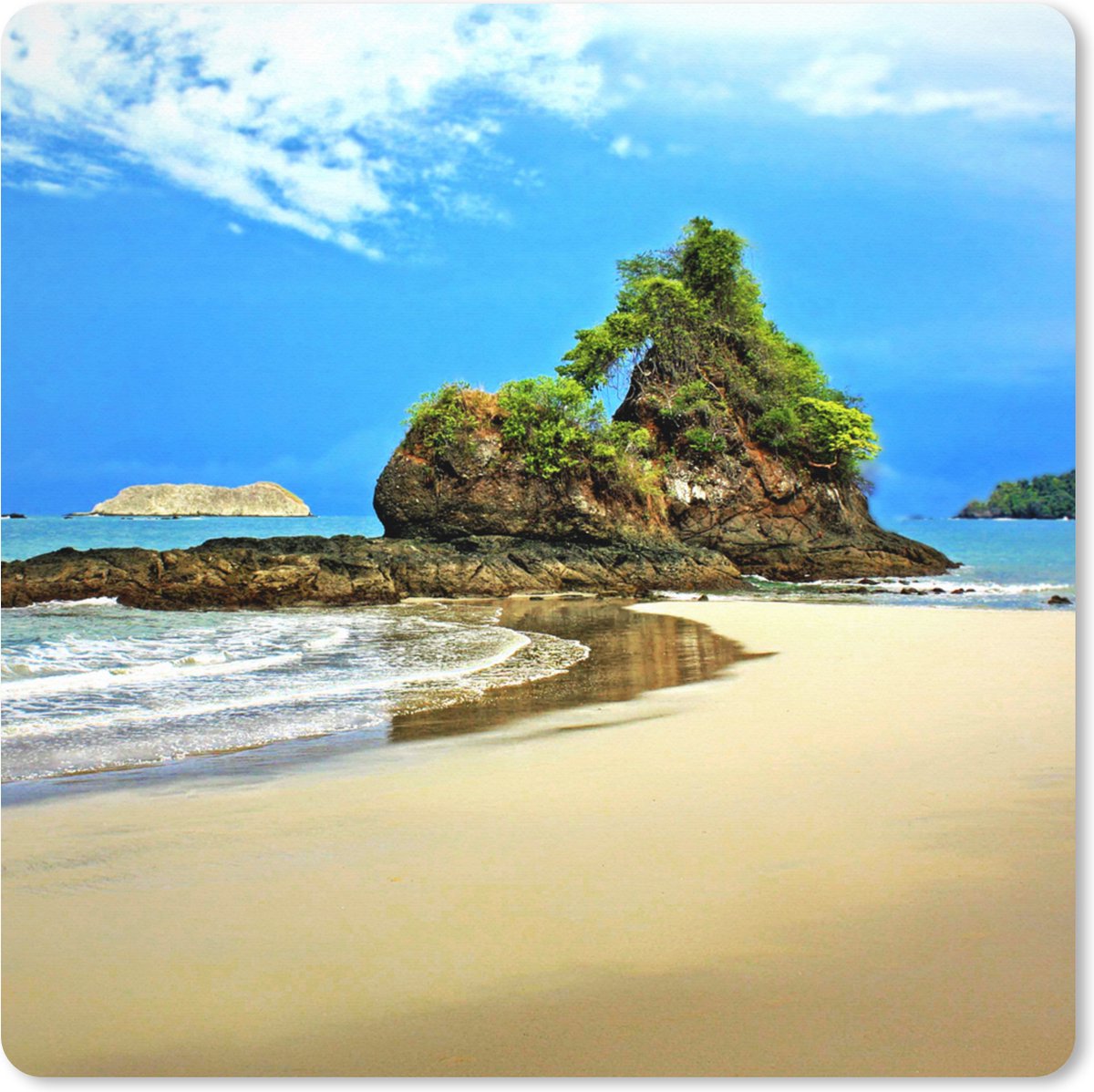 Muismat XXL 80x80 cm - Bureau onderlegger - Bureau mat Paradijs op het strand van Costa Rica - Bureaumat - Gaming mousepad xl - Bureaulegger groot - Computer deskmat