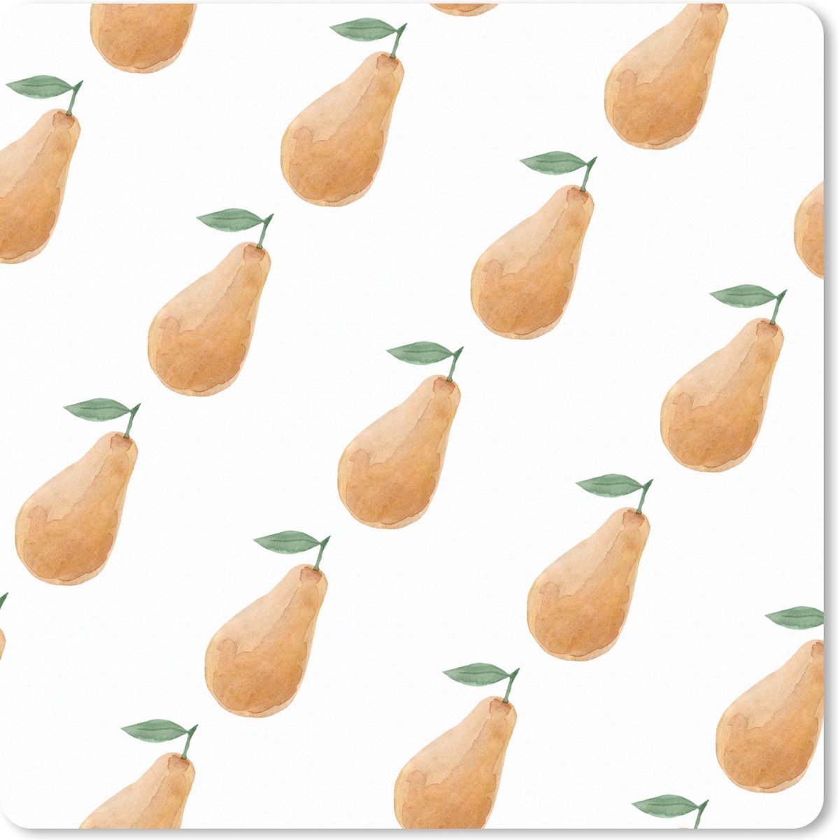 Muismat XXL 80x80 cm - Bureau onderlegger - Bureau mat Peren - Aquarel - Wit - Bureaumat - Gaming mousepad xl - Bureaulegger groot - Computer deskmat