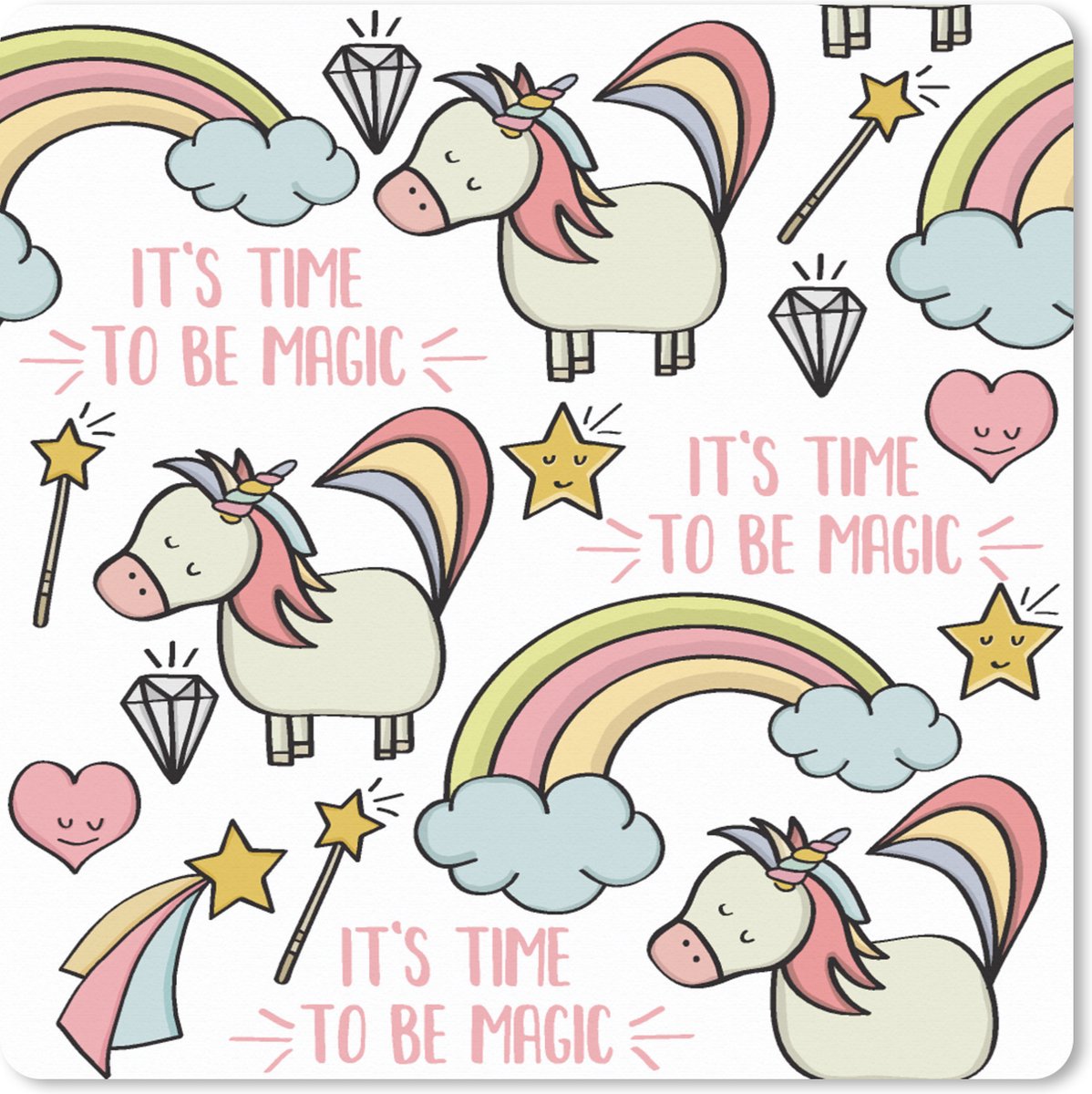 Muismat XXL 50x50 cm - Bureau onderlegger - Bureau mat Regenboog - Unicorn - Diamant - Quotes - Patroon - Bureaumat - Gaming mousepad xl - Bureaulegger groot - Computer deskmat