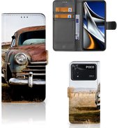 Bookcover Xiaomi Poco X4 Pro 5G Telefoonhoesje Vintage Auto