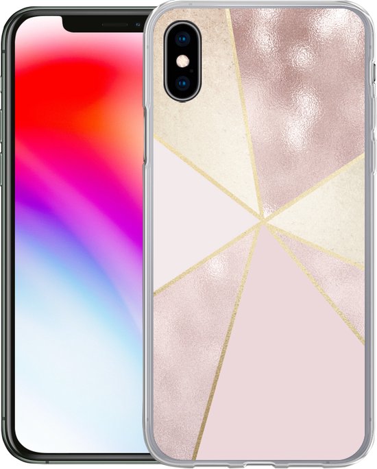 Coque iPhone Xs - Marbre - Rose - Goud - Chic - Siliconen