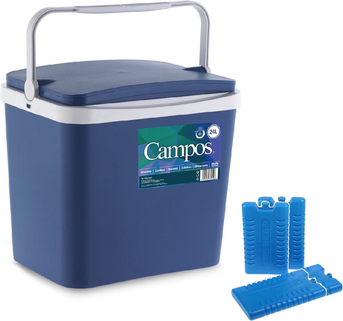 Koelbox donkerblauw 24 liter 40 x 30 x 36 cm incl. 4 koelelementen