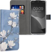kwmobile telefoonhoesje geschikt voor Motorola Moto G22 - Backcover voor smartphone - Hoesje met pasjeshouder in taupe / wit / blauwgrijs - Magnolia design