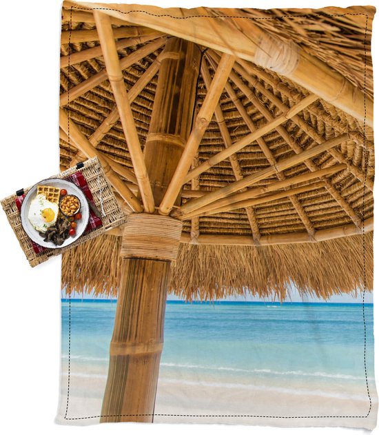 Waterdicht Picknickkleed - Geschikt als Strandlaken / Strandmat - Parasol - Strand - Zee - Tropisch - 150x200 cm - Vloerkleed buiten - Buitenkleed - Buitentapijt