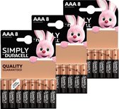 24x piles Duracell AAA Simply 1.5 V - alcalines - Lr03 Mn2400 - Pack piles
