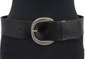Thimbly Belts - Brede zwarte heupriem 6 cm breed - Zwart - Heupriem - Echt Leer - Taille: 95cm - Totale lengte riem: 110cm