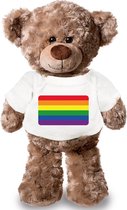 Knuffelbeer met Gaypride regenboog vlag t-shirt 43 cm - LHBTI