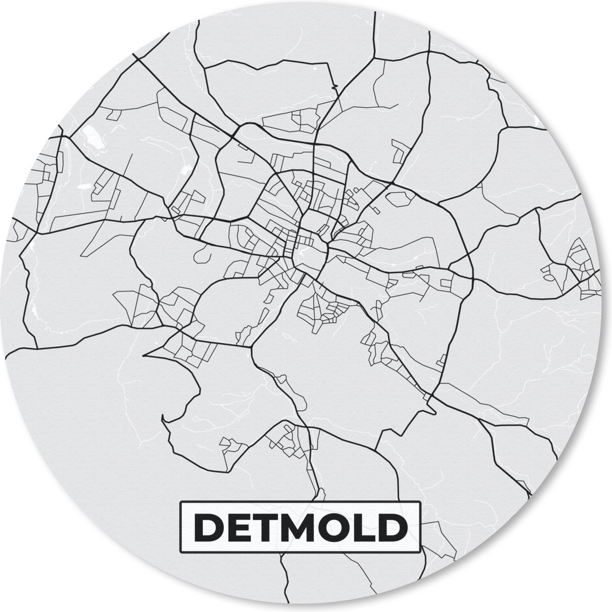 Muismat rond 30x30 cm - Mousepad Detmold - Kaart - Stadskaart - Plattegrond - Duitsland - Ronde muismatten - Stadskaart