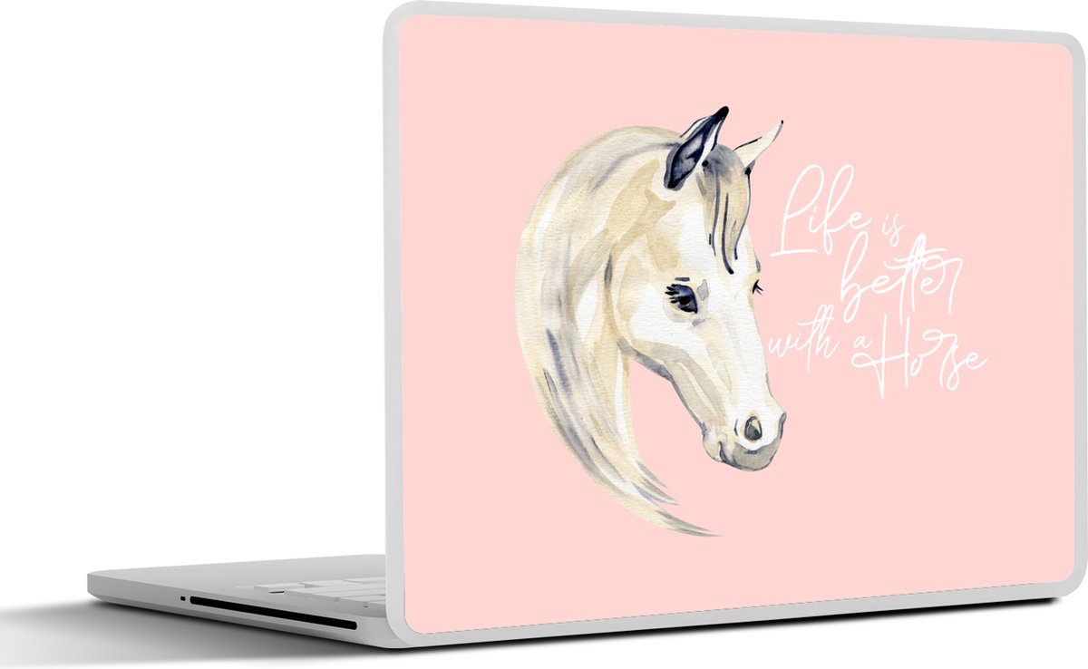 Laptop sticker - 15.6 inch - Quotes - Spreuken - Life is better with a horse - Paarden - 36x27,5cm - Laptopstickers - Laptop skin - Cover