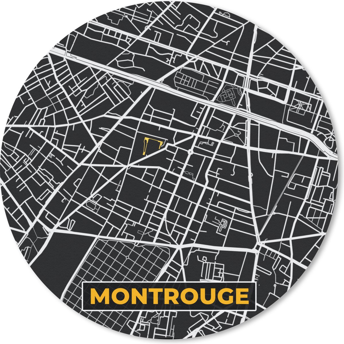Muismat rond 40x40 cm - Mousepad Montrouge - Plattegrond - Frankrijk - Kaart - Stadskaart - Ronde muismatten - Stadskaart