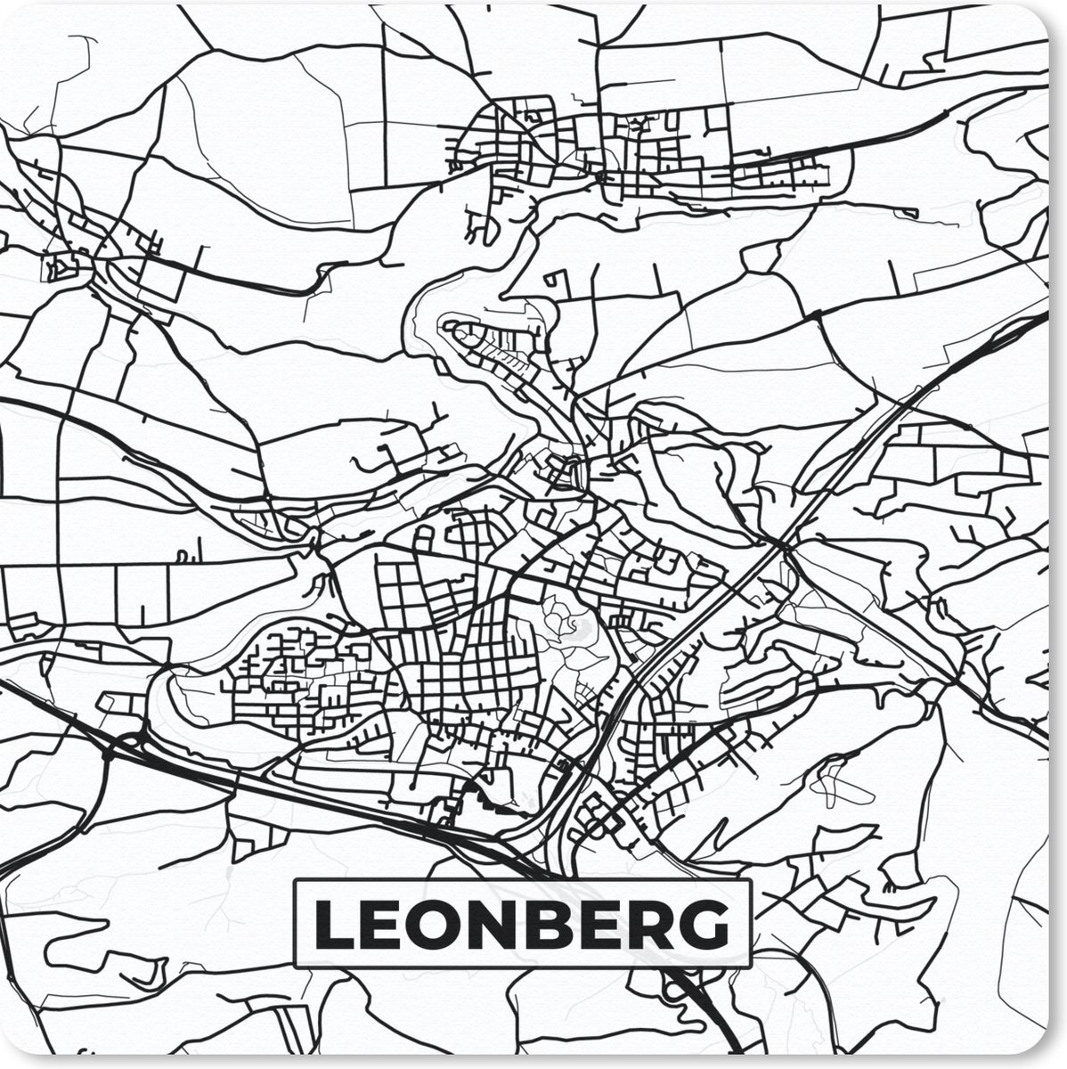 Muismat 20x20 cm - Mousepad Plattegrond - Leonberg - Kaart - Stadskaart - Muismatten - Stadskaart