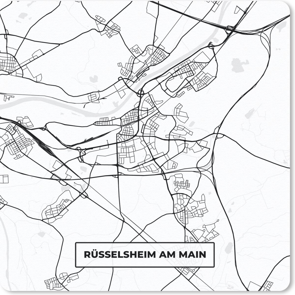 Muismat Klein - Rüsselsheim am Main - Kaart - Stadskaart - Plattegrond - 20x20 cm