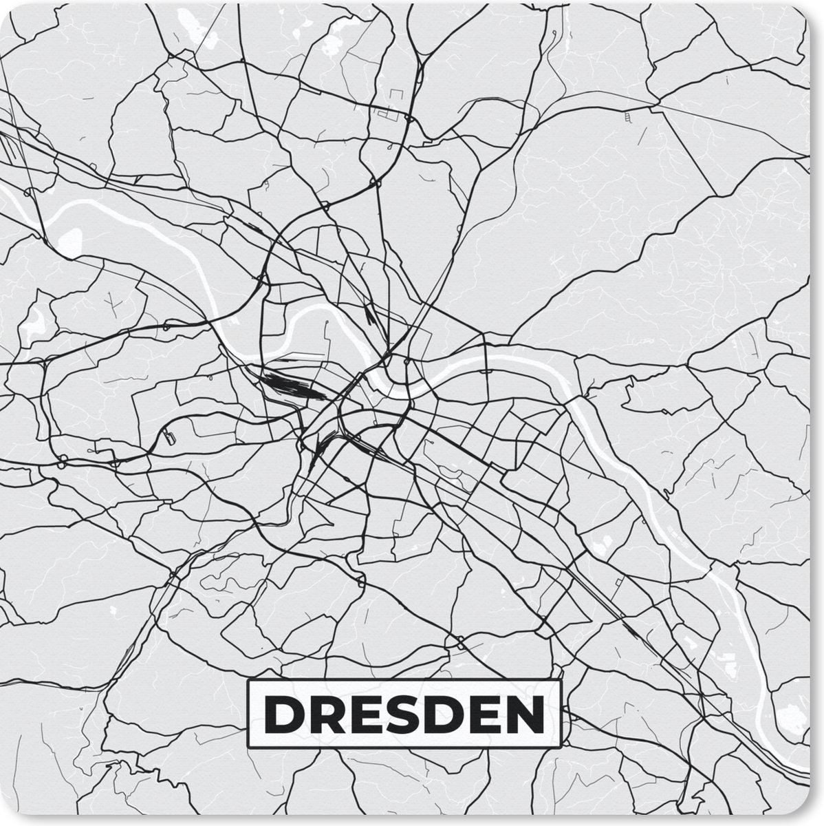 Muismat 30x30 cm - Mousepad Dresden - Kaart - Stadskaart - Plattegrond - Duitsland - Muismatten - Stadskaart