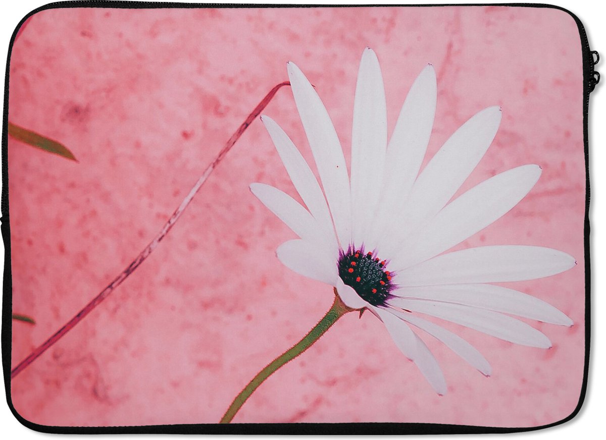 Laptophoes 13 inch - Bloemen - Roze - Vintage - Laptop sleeve - Binnenmaat 32x22,5 cm - Zwarte achterkant