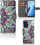 Mobiel Bookcase OPPO Find X5 Lite | Reno 7 5G Smartphone Hoesje Purple Flower