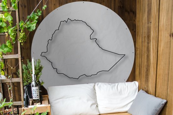 Cercle de jardin dessin du contour de l'Éthiopie - 150x150 cm - Affiche de jardin ronde - Extérieur
