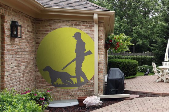 Cercle de jardin - un chasseur et son chien - 150x150 cm - Affiche jardin