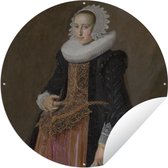 Tuincirkel Portret van Aletta Hanemans - Frans Hals - 60x60 cm - Ronde Tuinposter - Buiten